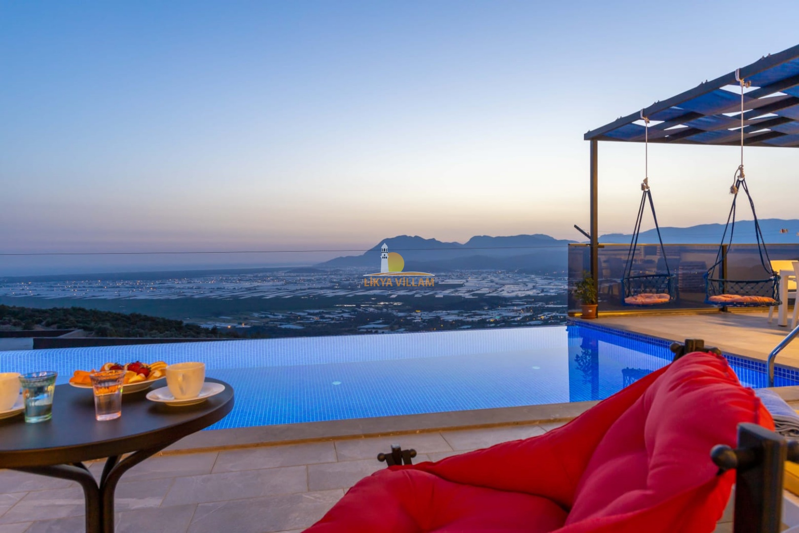 Villa in Kalkan mit Meerblick, privater Pool, 2 Schlafzimmer, 2 Bäder, Whirlpool